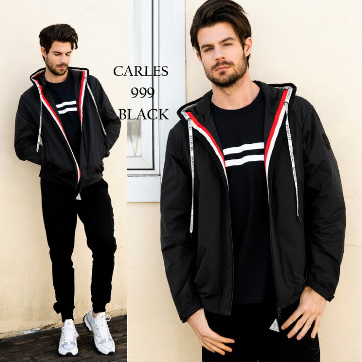楽天市場 モンクレール メンズ ナイロンジャケット Moncler ロゴ ドローコード フード ナイロンパーカー Carles カルル 黒 ブランド アウター ブルゾン Mccarles1 Sale 2 A ゼンオンライン楽天市場店