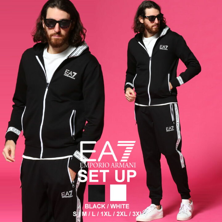 楽天市場 Emporio Armani Ea7エンポリオアルマーニ ロゴ ライン フルジップ パーカー ロングパンツ セットアップ ブランド メンズ スエット 上下セット フード Ea3kpm25pj05z ゼンオンライン楽天市場店