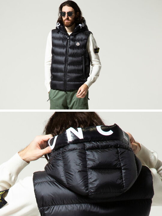 楽天市場】モンクレール メンズ MONCLER フード ロゴ ダウンベスト  