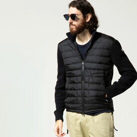 ◆エントリーでさらにポイント+4倍◆モンクレール メンズ MONCLER ニット ダウン スタンドカラー ジャケット ロゴ ワッペン CARDIGAN ブランド アウター ブルゾン ニットダウン MC9B50700A9341 2021AW 2024_vt