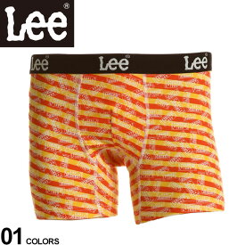 大きいサイズ メンズ Lee (リー) 斜めストライプ ロゴ 前閉じ ボクサーパンツ ボクサー パンツ 前閉じ 総柄 アンダーウェア プリント 柄パン BTZE0055B106