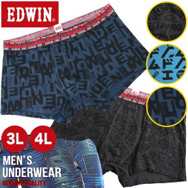 大きいサイズ メンズ EDWIN (エドウィン) カタカナロゴ 前閉じ ボクサーパンツ 3L 4L ボクサー パンツ 前閉じ 総柄 プリント アンダーウェア ロゴ BTJ9042633L4L