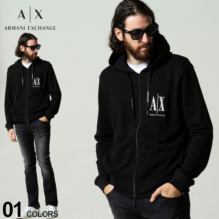 楽天市場 アルマーニエクスチェンジ メンズ Armani Exchange ロゴ 刺繍 フルジップ スウェット パーカー ブランド トップス スエット Ae8nzmppzj1zz ゼンオンライン楽天市場店