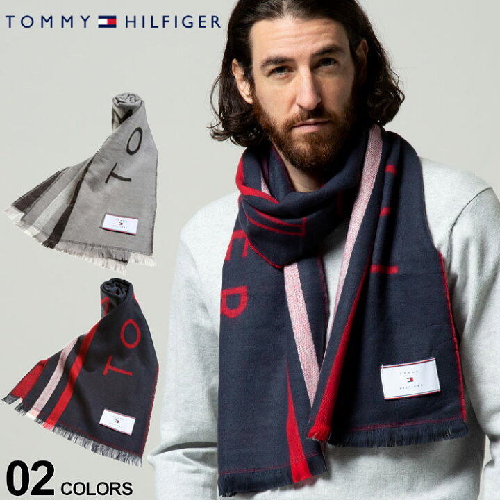 楽天市場 Tommy Hilfiger トミーヒルフィガー ロゴ ライン マフラー ブランド メンズ 小物 マフラー Tmth ゼンオンライン楽天市場店