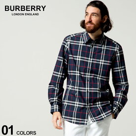 ◆エントリーでさらにポイント+4倍◆バーバリー シャツ メンズ BURBERRY チェック コットンポプリン 長袖 シャツブランド メンズ 男性 トップス シャツ 長袖シャツ チェックシャツ BB8020865