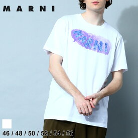マルニ MARNI Tシャツ 半袖 メンズ クルーネック プリントT ロゴ グラフィックプリント シロ 白 ブランド トップス シャツ オーガニックコットン カットソー ロゴT 大きいサイズあり MAHUMU0198PB SALE_1_a