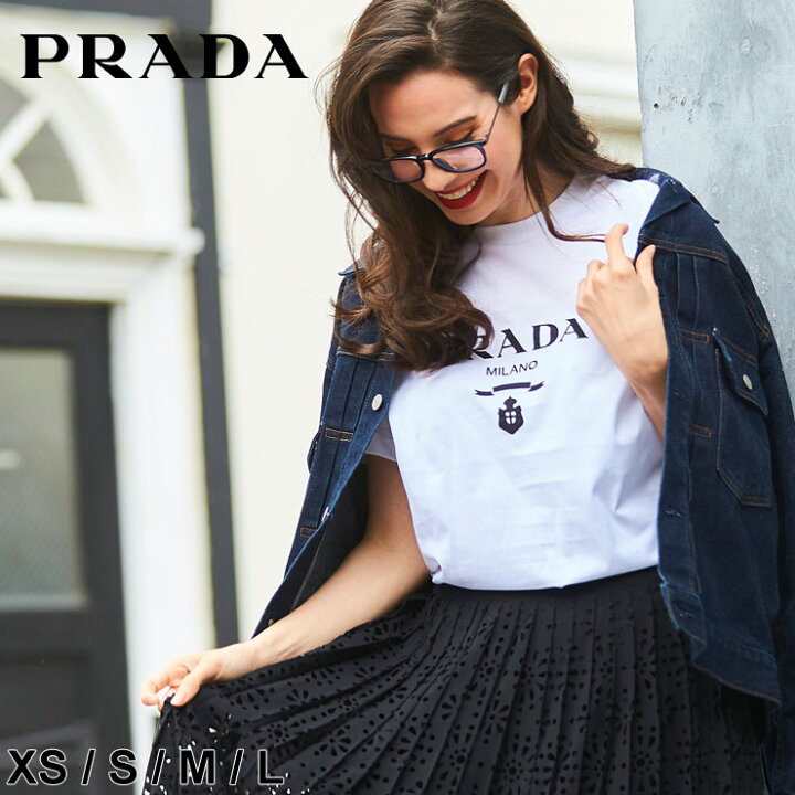 楽天市場】プラダ レディース Tシャツ PRADA ロゴ プリント 半袖 