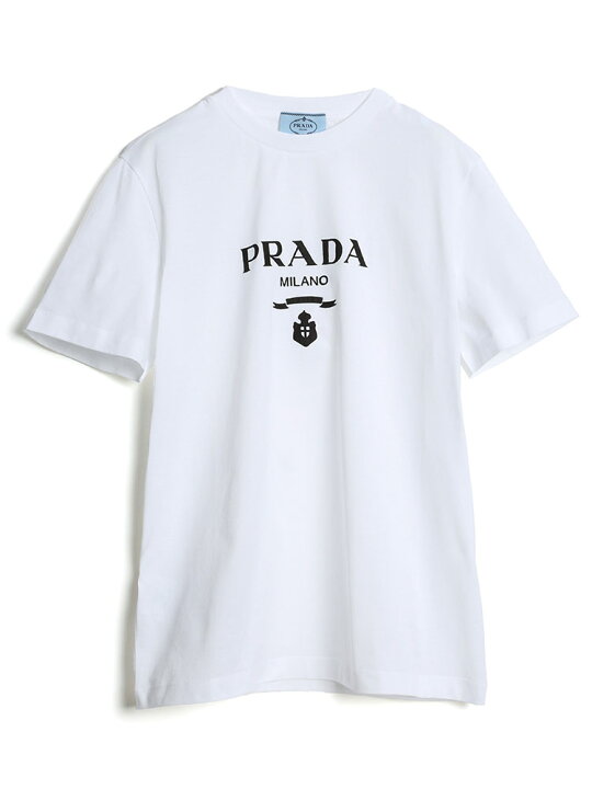 楽天市場】プラダ レディース Tシャツ PRADA ロゴ プリント 半袖 
