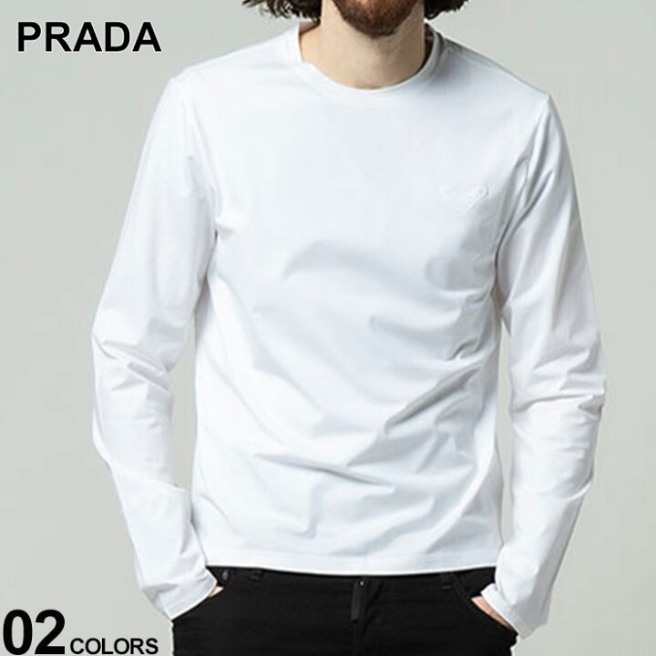楽天市場】プラダ メンズ Tシャツ PRADA ロゴ刺繍 長袖 Tシャツ 