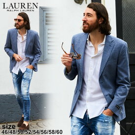 【50サイズ限定】ローレン ラルフ ローレン 麻 ジャケット メンズ Lauren Ralph Lauren ブランド ビジネス 春 秋 ミニチェック シングル 2ツ釦 ULTRA FLEX 春アウター サマージャケット アウター テーラード 大きいサイズ RLLTOB2FA0546