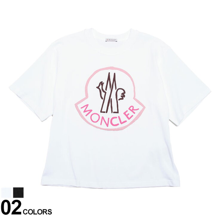 楽天市場 モンクレール レディース Tシャツ 半袖 Moncler ブランド ロゴ プリント カットソー クルーネック トップス オーバーサイズ 大きいサイズ ロゴt Xs S M L Ll 白 黒 8cfb ゼンオンライン楽天市場店