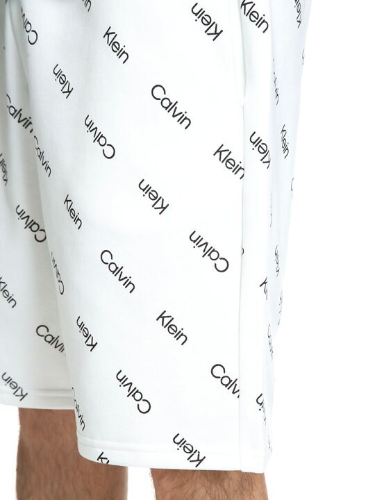 円 セール Calvin Klein カルバンクライン 裏起毛 総ロゴ プルオーバー パーカー ショートパンツ