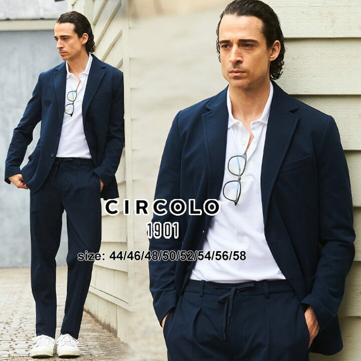 Circolo 1901 メンズ チルコロ1901 ストライプ シングル 2ツ釦 サマーニット ジャケット ブランド アウター テーラード コットン Cicn3098 毎日激安特売で 営業中です