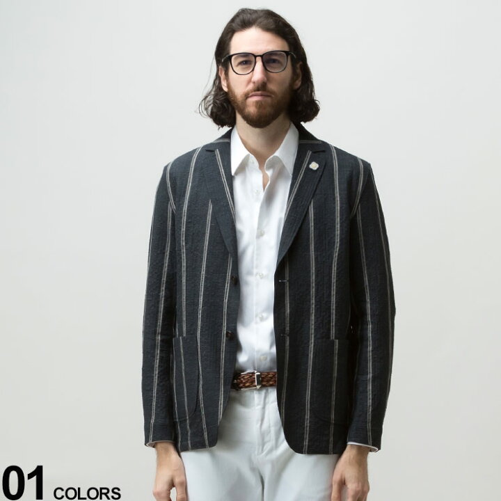 楽天市場 ラルディーニ 麻 ジャケット メンズ Lardini ブランド シアサッカー ストライプ 麻ジャケット サマージャケット シングル テーラード シャツ ジャケット 男性 アウター Ldamaemc1528 Sale 2 C ゼンオンライン楽天市場店