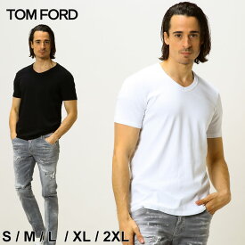 トム フォード メンズ Tシャツ アンダー 半袖 TOM FORD 無地 裾 ロゴ Vネック アンダーTシャツ ブランド 男性 トップス インナー シャツ 白 黒 大きいサイズ TFT4M091040 SALE_1_a