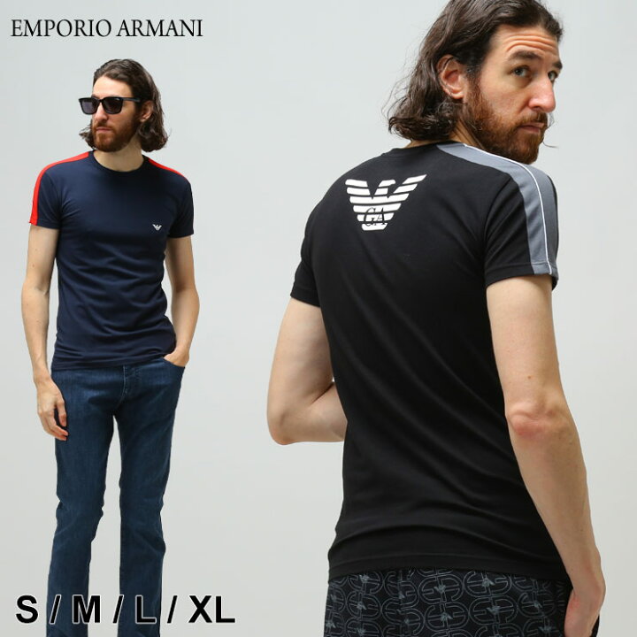 楽天市場 アルマーニ Tシャツ メンズ エンポリオアルマーニ アンダー Emporio Armani サイドライン バックプリント イーグル クルーネック 半袖 ブランド 男性 トップス インナー シャツ 黒 ネイビー 大きいサイズ Ear725 ゼンオンライン楽天市場店