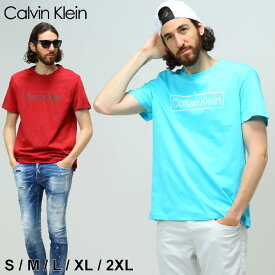 カルバンクライン Tシャツ 半袖 メンズ Calvin Klein ブランド ロゴ プリント トップス シャツ 大きいサイズ 赤 レッド ターコイズ 水色 アオ CK40HM800