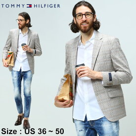 トミー ヒルフィガー メンズ ジャケット TOMMY HILFIGER ブランド テーラード シングル アウター サマージャケット チェック柄 ビジネス フォーマル 仕事 オンオフ兼用 ベージュ 大きいサイズ TMCONRADATG0461