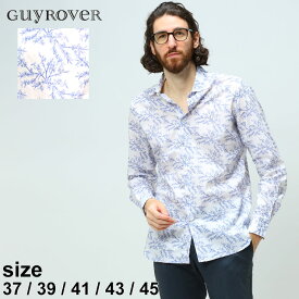 ギローバー メンズ シャツ GUY ROVER ブランド トップス 長袖シャツ 柄シャツ 総柄 長袖 コットン 綿 綿100％ 白 シロ ホワイト 大きいサイズ GR2670L521264