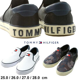 トミーヒルフィガー メンズ スニーカー TOMMY HILFIGER ブランド スリッポン ローカット 靴 ロゴ フラッグロゴ ワンポイント トミー キャンバス 白 シロ ホワイト カモフラ 迷彩 大きいサイズ TMROAKLYN