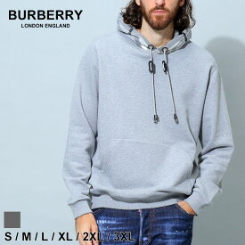 バーバリー メンズ パーカー BURBERRY ブランド フーディー トップス 長袖 スウェット プルオーバー チェック フード 8057010 コットン 綿100％ オーガニックコットン グレー BB8057010