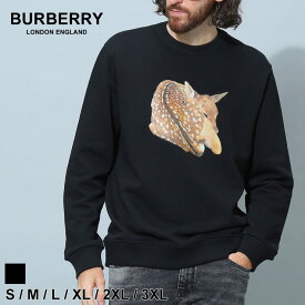 ◆エントリーでさらにポイント+4倍◆バーバリー メンズ トレーナー BURBERRY ブランド トップス スウェット スウェットシャツ 長袖 ディアグラフィック 鹿 シカ プリント 8056313 BB8056313 SALE_1_e