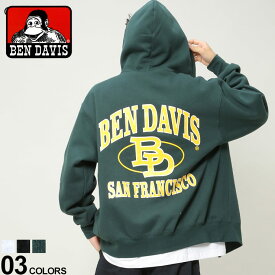 ベンデイビス パーカー BEN DAVIS 裏起毛 バックプリント フルジップ パーカーメンズ レディース ユニセックス 男性 トップス フード パーカー ジップパーカー 起毛 2780052