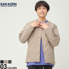 ブルゾン メンズ 中綿ブルゾン フェイクダウン ALL-WEATHER 撥水 ストレッチ 防花粉 ノーカラー SAKAZEN サカゼンメンズ 男性 トップス アウター ジャケット ブルゾン インナー 3442487CD12