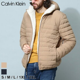 クーポン利用でさらに1000円OFF カルバンクライン Calvin Klein 中綿ジャケット 裏ボアブルゾン アウター メンズ 内ボア フルジップ 防寒 フード 大きいサイズあり 茶 黒 CKCM155780