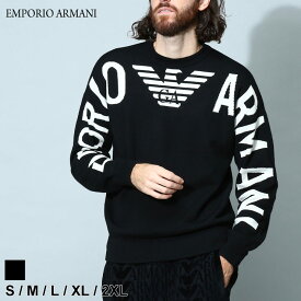 【ラスト1点Lサイズ】 アルマーニ メンズ ニット エンポリオアルマーニ EMPORIO ARMANI ブランド トップス セーター ロゴ ジャガード オーバーサイズ ウール 羊毛 大きいサイズ 厚手 EA6L1MXV1MBZZ