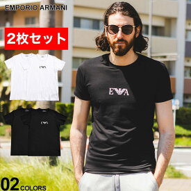 アルマーニ メンズ Tシャツ 半袖 エンポリオアルマーニ EMPORIO ARMANI ブランド インナー 2枚セット セット アンダー トップス シャツ ロゴ コットン 大きいサイズ EAU111267CC715 sale_1_a