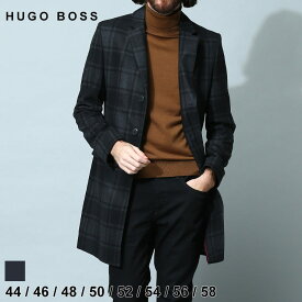 ヒューゴボス メンズ コート HUGO BOSS ブランド チェスターコート アウター ロング チェック シングル チェスター ウール 大きいサイズ 秋 冬 大人 HBRMIGO10244635