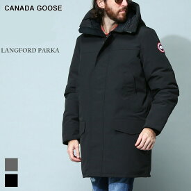 カナダグース メンズ CANADAGOOSE ブランド ダウンジャケット ジャケット ブルゾン フード フルジップ ロゴ 刺繍 Langford Parka ラングフォード 極寒地 大きいサイズ 黒 CG2052M
