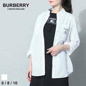 ◆エントリーでさらにポイント+4倍◆バーバリー シャツ BURBERRY レディース 長袖 プローサムラベル コットンシャツ 白 シロ ブランド トップス ボタンダウン リラックスフィット BBL8063004 SALE_8_a