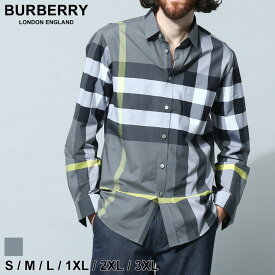 バーバリー チェックシャツ BURBERRY メンズ シャツ チェック ストレッチコットンポプリン ブランド トップス 長袖シャツ グレー 大きいサイズあり BB8065202