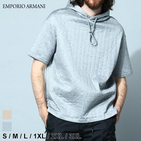 アルマーニ パーカー エンポリオアルマーニ EMPORIO ARMANI フーディ メンズ 半袖 キルティング プルオーバー ブランド トップス 春 夏 フード 大きいサイズあり EA3R1MBD1JIQZ アウトレット