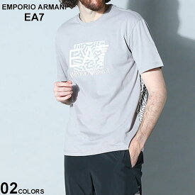 ◆エントリーでさらにポイント+4倍◆エンポリオ アルマーニ EMPORIO ARMANI EA7 半袖 Tシャツ ロゴT プリントT カットソー プリント ブランド メンズ トップス シャツ 黒 クロ グレー 大きいサイズあり バックプリント EA73RPT01PJ02Z