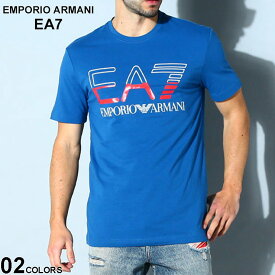 アルマーニ Tシャツ エンポリオアルマーニ EMPORIO ARMANI EA7 ロゴT プリントT カットソー 半袖 メンズ ロゴ クルーネック ストレッチ コットンジャージー ブランド トップス シャツ 大きいサイズあり EA73RPT07PJLBZ