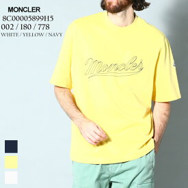 モンクレール MONCLER Tシャツ シャツ トップス 半袖 レタリング ロゴ ポケット ブランド メンズ ルーズフィット 白 シロ キイロ 紺 コン 大きいサイズあり MC8C00005899H5