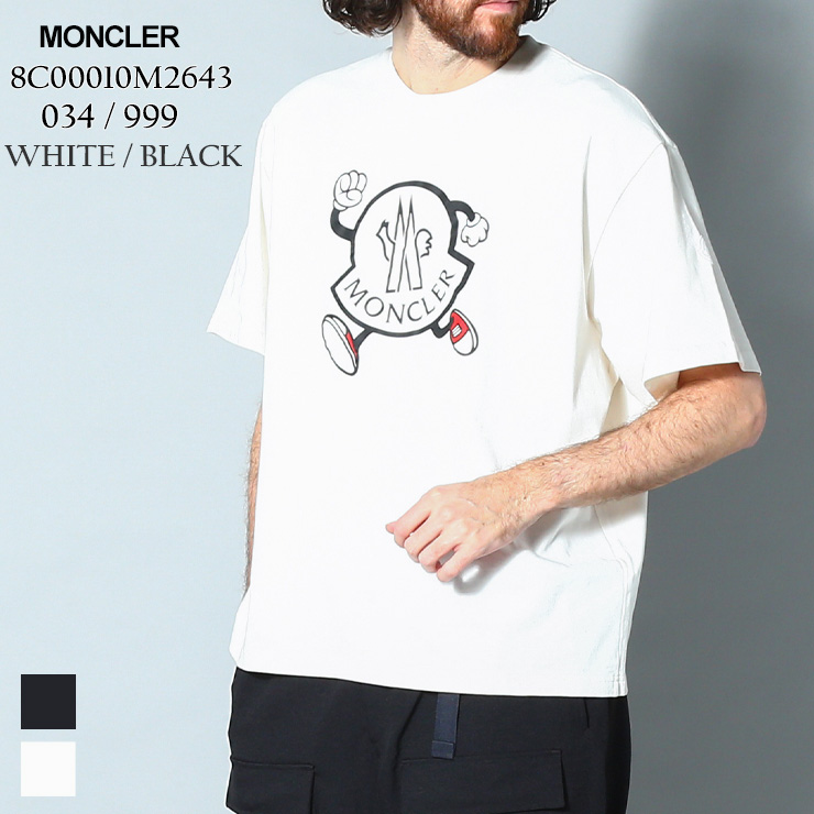 【ラスト1点シロ3XL】 モンクレール MONCLER Tシャツ シャツ 半袖 トップス プリント コットンジャージ ブランド メンズ オーバーサイズ  白 シロ 黒 クロ 大きいサイズあり MC8C00010M2643 | ゼンオンライン楽天市場店