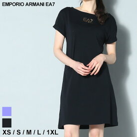 アルマーニ ワンピース エンポリオアルマーニ EMPORIO ARMANI EA7 レディース Tシャツ ドレス 半袖 ロゴ クルーネック ラインストーン ロールアップ ブランド トップス 大きいサイズあり EA7L3RTA55TJDQZ