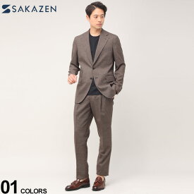 SAKAZEN (サカゼン) 総柄 チェンジポケット シングル ツータック スーツメンズ ビジネス 紳士 スーツ ビジネススーツ メンズスーツ 1637631WT