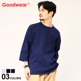 グッドウェア Tシャツ 7分袖 2W7-2509 フットボール Goodwear USAコットン 切り替え クルーネック フットボール 2W72509メンズ 男性 トップス シャツ Tシャツ クルー 七分袖 シンプル