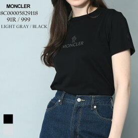 モンクレール MONCLER Tシャツ シャツ カットソー トップス クラシックロゴ ロゴ クルーネック 半袖 コットンジャージ ブランド レディース スリムフィット 大きいサイズあり ライトグレー 黒 クロ MCL8C00005829H8