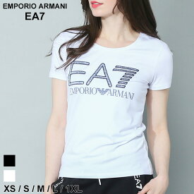 エンポリオ アルマーニ エンポリ EA7 EMPORIO ARMANI Tシャツ シャツ カットソー トップス 半袖 フロントロゴ クルーネック 半袖 ブランド レディース 白 シロ 黒 クロ 大きいサイズあり EA7L3RTT24TJDZZ