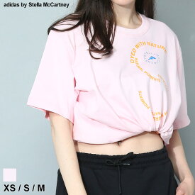 ◆エントリーでさらにポイント+4倍◆アディダス バイ ステラマッカートニー adidas by Stella McCartney Tシャツ シャツ カットソー トップス 半袖 プリント クルーネック ルーズ コットン ブランド レディース SMLIA7711 SALE_8_a