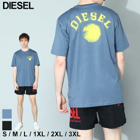 ◆エントリーでさらにポイント+4倍◆ディーゼル Tシャツ DIESEL メンズ カットソー 半袖 バックプリント クルーネック T-Just-K3 黒 クロ 青 アオ ブランド トップス コットン シャツ レギュラーフィット 大きいサイズあり DSA086870GRAI アウトレット