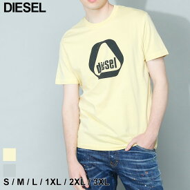 ディーゼル Tシャツ DIESEL メンズ カットソー 半袖 ロゴ プリント クルーネック T-Diegor-G10 グレー キイロ 黄色 ブランド トップス コットン シャツ スリムフィット 大きいサイズあり DSA096740CATM アウトレット