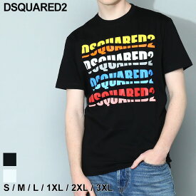 ◆エントリーでさらにポイント+4倍◆ディースクエアード Tシャツ DSQUARED2 メンズ カットソー 半袖 WAVE ロゴ プリント クルーネック 黒 クロ ブランド コットン トップス シャツ スリムフィット 大きいサイズあり D2GD1092S23009 SALE_1_a