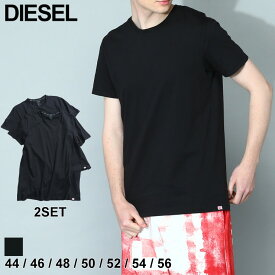ディーゼル Tシャツ セット DIESEL メンズ カットソー 半袖 アンダーTシャツ 2枚セット インナー シャツ 無地 クルーネック クロ 黒 ブランド トップス 大きいサイズあり DSA054270BVFB アウトレット